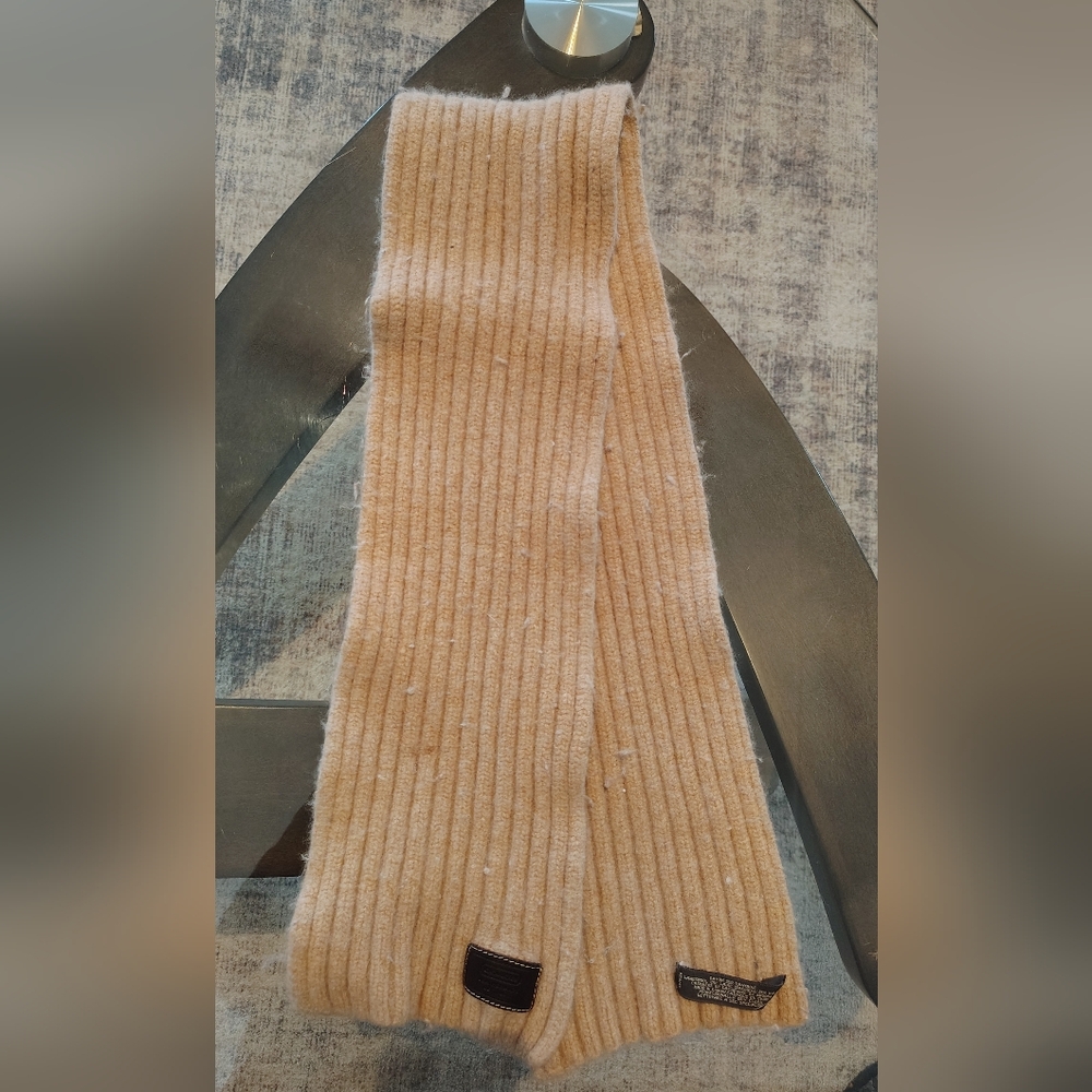 Coach Tan Ribbed Knit Scarf